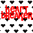 A static contact sheet of three animated frames showing a pixelated 'heart breaker' text design with heart symbols in black and gray on white background, plus one frame with solid gray fill.