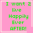 Four identical pink square with green pixelated text reading "I want 2 live Happily Ever AFTER!" and white borders, each containing a distinct small white symbol in the bottom-right corner