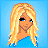 Pixelated blonde woman with blue top against light blue background, text variations of 'spring' and 'gurlie' in blue and white lettering across the image.