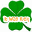 Green four-leaf clover with white outline and orange text reading 'It Was Luck' on white banner.