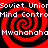 Red and black spiral pattern with repeated text overlays in pixelated font across four quadrants.