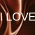 Brown and copper swirling background with white text reading "I LOVE Chocolate" in pixelated font.