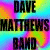 A 2x2 contact sheet of four animated frames from a Dave Matthews Band icon, featuring text and band imagery on colorful backgrounds with pixelated rendering.