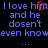 Pixelated text on black background with red heart symbol replacing 'o' in 'him', repeated across two