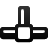 Black and white pixelated icon with a central square connected to three rectangular arms extending upward, left, and right against a light gray background.