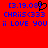 Red background with blue pixelated text and a black heart symbol, showing repeated phrases across two