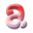A 48x48 pixel animated buddy icon featuring a gradient pink-to-red number '2' with anti-aliased edges and drop shadow, transitioning to scattered gray pixel fragments on white background.