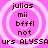 Pixelated pink background with four identical circular patterns containing stacked text, each pattern surrounded by concentric white rings.