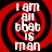 Red and black spiral background with white text reading "I am all that is man" in four identical quadrants.