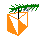 A 7-frame animated contact sheet showing a pixelated orange and white object with green foliage on top, cycling through different states of partial transparency or shape variation across frames.