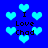 Blue background with light blue pixelated hearts and black text reading "I Love Chad" in multiple positions.