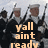 Military personnel in dark uniforms with white belts and caps hold rifles, with text overlays reading 'yall aint ready' and 'for this' above 'UNITED STATES NAVY' in a pixelated style.