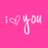 Pixelated pink background with white text reading 'I ❤️ U' in a stylized font, where the heart symbol replaces the letter 'O' in 'LOVE'.