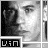 Black-and-white pixelated portrait of a person with visible ear and hair, displayed in two adjacent frames showing slight facial movement.