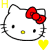 A 4x3 contact sheet of Hello Kitty animated frames showing sequential text and heart color changes across sampled frames.