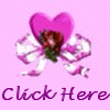 A pink background with a heart-shaped icon featuring a bouquet of flowers and a white-and-pink ribbon, accompanied by text prompts.