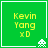 Green square icon with yellow text "Kevin Yang xD" and a white pixelated alien at bottom-right corner, showing animation variation in alien design across frames.