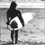 A 2x2 contact sheet of a surfing-themed animated buddy icon with four distinct frames showing a surfer silhouette, text elements, and the Roxy logo.