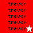 pixelated 'trevor' text with red, white, and pink background sections; one frame shows a white star icon next to the last 'trevor', another shows a red star icon