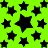 A static contact sheet of a 48x48 pixel buddy icon featuring black stars on a bright green background with a gray transparency overlay in the bottom-right corner.