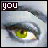 nine pixelated eye close-ups with green irises and gray sclera, each paired with a text label in the top-left corner