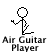 Pixelated stick figure performing various guitar-playing poses with text "Air Guitar Player" beneath each pose.
