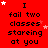 Red background with repeated black text "I fail two classes staring at you" and scattered white and pink stars, with a gray rectangle in the bottom-right corner.