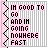 16 identical pixel-art icons with pink and gray striped backgrounds, each displaying the text "IM GOOD TO GO AND IM GOING NOWHERE FAST" in black and pink lettering