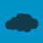 Dark blue cloud shape on solid light blue background with pixelated edges.