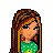 Pixel art contact sheet showing three frames of an animated icon with a cartoon girl, text about athletes swimming vs playing games, and a blue dress silhouette.