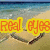 Beach scene with heart-shaped sand drawing and water, featuring changing text overlays in yellow/orange or green.