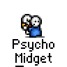 A 4x4 contact sheet of a pixel art animation featuring a blue-shirted character with white hair holding a yellow object, displayed across 15 frames on a gray background.