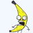 Pixelated banana character with wide eyes and open mouth, shown in three sequential poses against white background with gray rectangle on right.