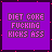 Purple square icon with pixelated text reading "DIET COKE FUCKING KICKS ASS" in light purple, featuring a white cursor blinking on the 'F' in "FUCKING" across frames.