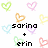 Pixelated heart-shaped icons in pastel colors surround text reading 'soring + erin equalssss= BEST FRIENDS FOREVER' on a white background.