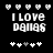 Black background with white pixelated text reading "I LOVE DALLAS" and heart symbols above and below, showing animation changes in the bottom of hearts