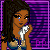 Animated contact sheet of a pixel-art woman with tears, holding a tissue against a purple grid background, displaying text "Will he ever love me?" in some frames.