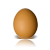 A pixelated brown egg with a smooth surface and subtle shading, centered on a light gray background with a faint reflection below.