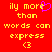 Red background with yellow pixelated text reading 'ily more than words can express <3' and a purple heart symbol replacing the 'o' in 'more' on the left side.
