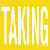 A contact sheet of 12 animated frames showing a yellow background with white text "TAKING BACK SUNDAY" and repeated circular logo elements containing molecular structures.