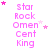 four and five displays repeated text in pink font with scattered star icons on a white background