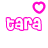 Pixelated pink text 'bara' with a heart symbol above each instance, one heart solid pink and the other light blue.