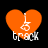 Four orange heart-shaped icons with white guitar and 'track' text on black background, two showing pixelated animation frames.