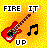 Pixelated red electric guitar with brown neck and colorful pickups, black musical note, and text fragments on yellow-orange gradient background.