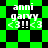 Green and black checkered background with white text 'anni garvy <3!!!<3' in four identical quadrants, two static and two animated with shifting diamond shapes.