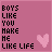 Pixel art contact sheet of six animated frames showing text and hearts on pink background with one empty frame space
