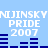 Light blue background with white pixelated text reading "NIJINSKYNIJINSKY PRIDE 2007" repeated twice, each followed by a blue bar graph pattern with varying bar heights.