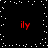 Four red 'ily' text elements arranged in a square on a black background with scattered white dots, each element displaying a subtle animation.