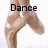 A four- shows a person's legs in a V-shape pose with text: Dance (top-left), is (top-right), life (bottom-left), and empty (bottom-right)