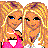 Pixelated cartoon image of two blonde women in a close pose with pink text overlay reading 'friends like this are harder to find than jeans that fit' on white background.